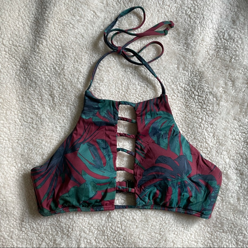 The Bikini Lab Fronds High Neck Ladder Bikini Top Size S